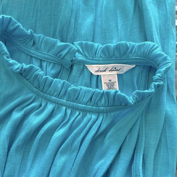 Derek Heart Blouse Tank Blouse Top Shirt Turquoise Blue Dressy Medium M - Picture 4 of 4